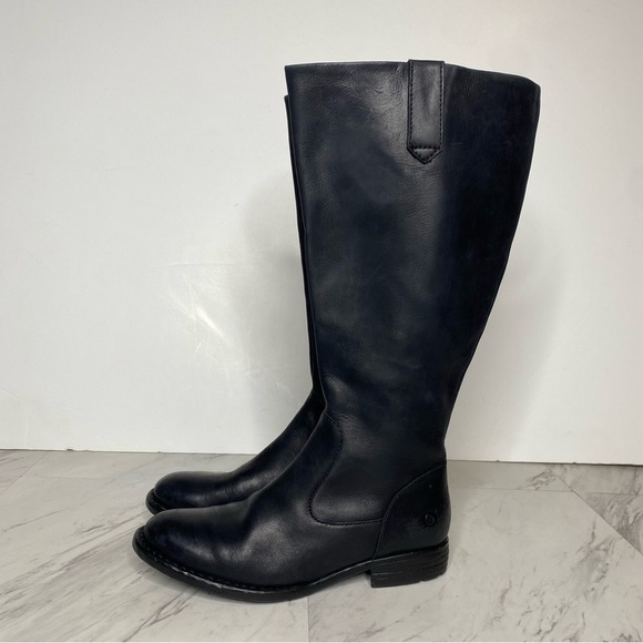 Born Shaunie Black Leather Wide Calf Riding Boot 6M - Picture 15 of 15